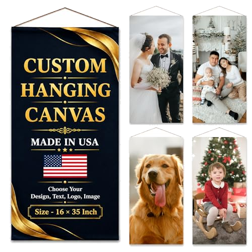 Custom Hanging Canvas Wall Art by BCB Print - Personalized Ready to Hang Picture Banner | with Your Photo | HD Print Bedroom & Living Room Wall Art | Fast Delivery | Made in USA | 16x35 inch